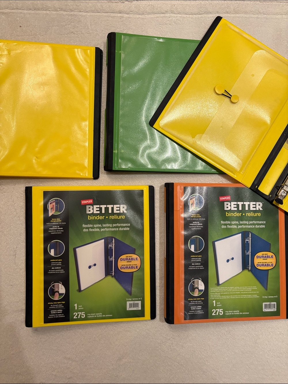 NWT Staples Better Binders — Set of 5 One Inch Durable Binders